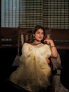 Premium Weaving Patta Linen Cotton Silver Saree | Elegant Lightweight Designer Saree with Printed Pallu | Traditional Ethnic Wear for Women