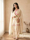 White Pink Cotton Suit Set for Women | Kurta Palazzo Dupatta