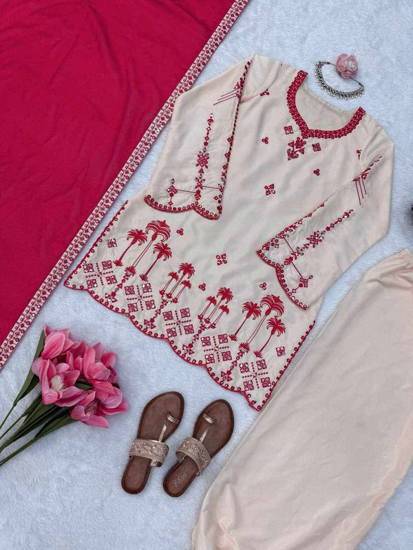 Ivory Blossom Red Suit