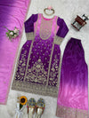 Meher Violet Embroidered Suit