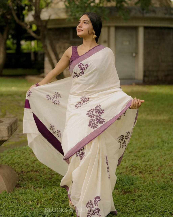 Moonlit Orchid Cotton Saree