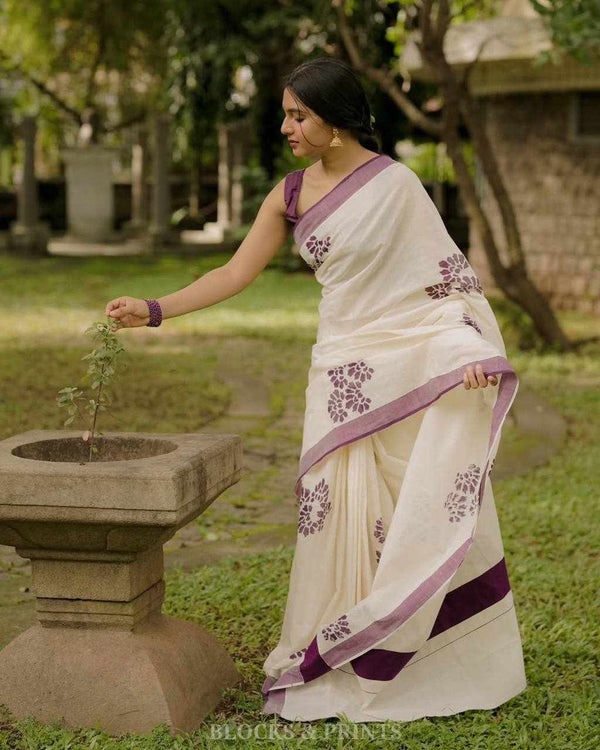 Moonlit Orchid Cotton Saree