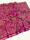 Tussar Silk Printed Saree with Peacock & Floral Motifs | Designer Ethnic Saree for Women