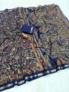 Tussar Silk Printed Saree with Peacock & Floral Motifs | Designer Ethnic Saree for Women