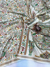 Tussar Silk Printed Saree with Peacock & Floral Motifs | Designer Ethnic Saree for Women