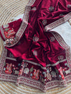 Vichitra Silk Embroidered Saree for Women | Designer Silk Saree with Embroidery Border