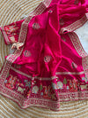 Vichitra Silk Embroidered Saree for Women | Designer Silk Saree with Embroidery Border
