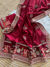 Vichitra Silk Embroidered Saree for Women | Designer Silk Saree with Embroidery Border