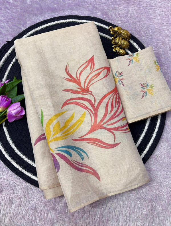 Erode Silk Floral Printed Saree for Women | Multicolor Floral Silk Saree