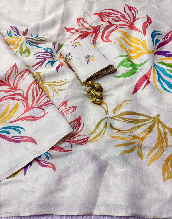 Erode Silk Floral Printed Saree for Women | Multicolor Floral Silk Saree