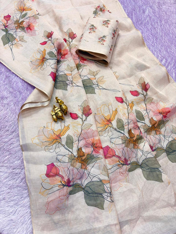 Erode Silk Floral Printed Saree for Women | Elegant Flower Print Silk Saree