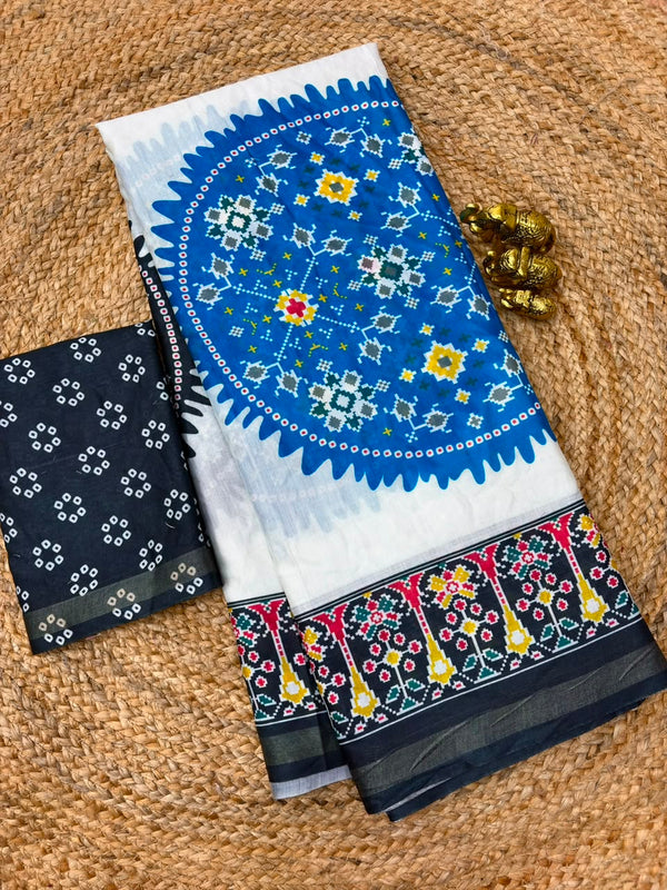 Mul Cotton Bandhani Print Saree for Women | Traditional Printed Cotton Saree