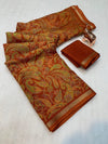 Tussar Silk Paisley Printed Saree for Women | Multicolor Printed Silk Saree