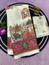 Linen Printed Saree for Women | Multicolor Floral & Traditional Print Saree