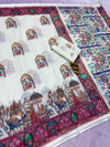 Linen Printed Saree for Women | Multicolor Floral & Traditional Print Saree