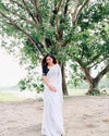 White Linen Printed Saree for Women | Minimal Black Motif Printed Saree