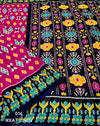 Ikat Linen Saree for Women | Traditional Ikat Print Linen Saree
