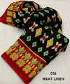 Ikat Linen Saree for Women | Traditional Ikat Print Linen Saree