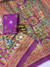 Purple Mul Cotton Printed Saree | Multicolor Ethnic Print Saree for Women