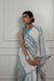 Blue & White Printed Linen Saree for Women | Elegant Designer Linen Saree