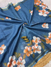 Floral Printed Linen Saree for Women | Elegant Lightweight Designer Saree