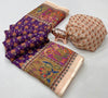Printed Linen Saree for Women | Kalamkari & Ethnic Art Print Linen Saree with Designer Border