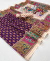 Printed Linen Saree for Women | Kalamkari & Ethnic Art Print Linen Saree with Designer Border