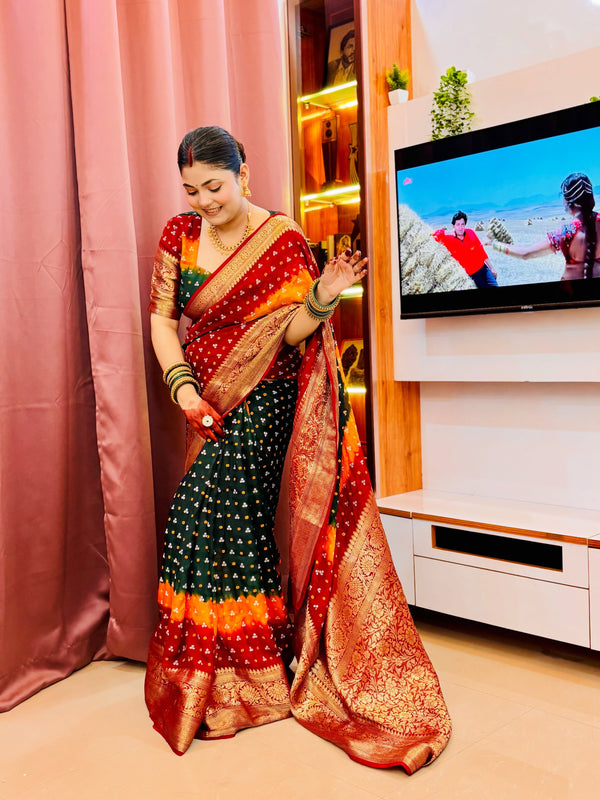 Kanjivaram Silk Saree for Women | Traditional Designer Silk Saree with Rich Woven Border