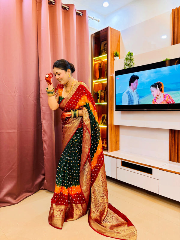 Kanjivaram Silk Saree for Women | Traditional Designer Silk Saree with Rich Woven Border