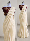 Rangoli Crush Saree for Women | Elegant Solid Saree with Designer Printed Blouse