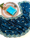 Chinnon Saree for Women | Elegant Embroidered Saree with Designer Floral Lace Border