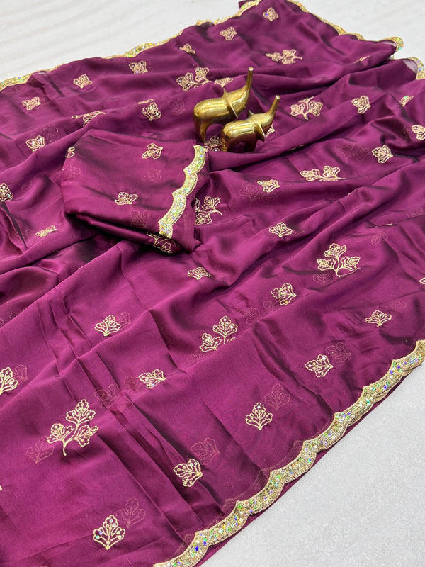 Rangoli Silk Saree for Women | All Over Embroidery Work with Sequin Border
