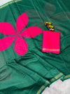 Printed Cotton Saree for Women | Floral Motif Saree with Contrast Border