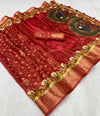 Dola Silk Saree for Karwa Chauth | Traditional Festive Saree with Designer Border & Ethnic Print