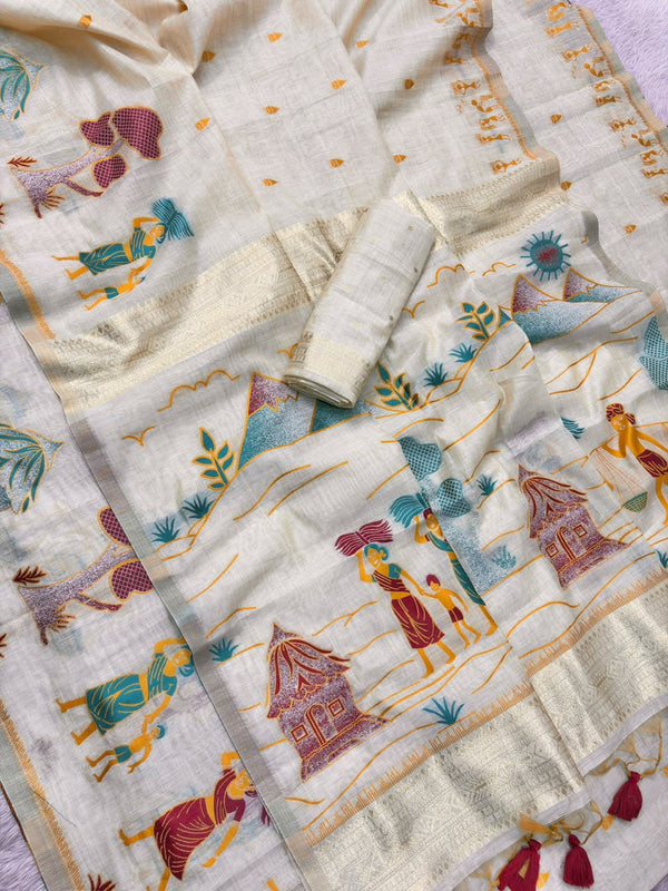 Erode Silk Saree for Women with Traditional Digital Print & Zari Border | Elegant Ethnic & Festive Wear Saree