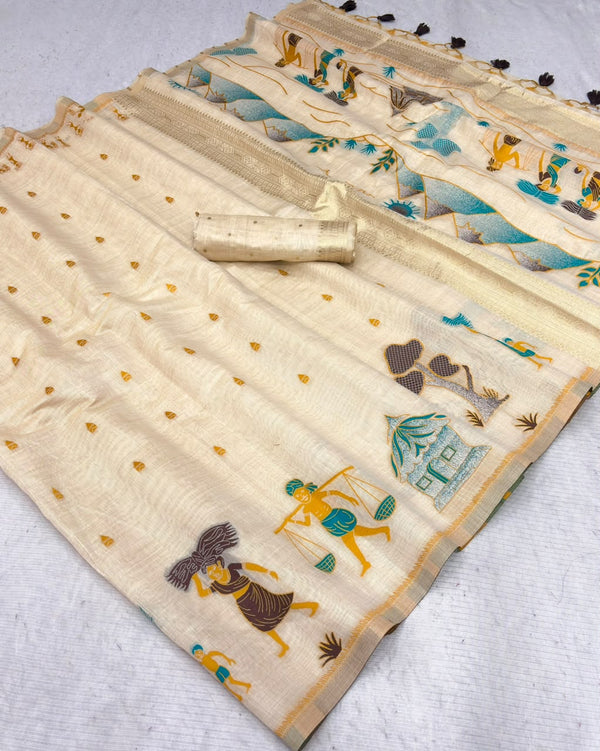 Erode Silk Saree for Women with Traditional Digital Print & Zari Border | Elegant Ethnic & Festive Wear Saree