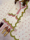 White Pink Cotton Suit Set for Women | Kurta Palazzo Dupatta