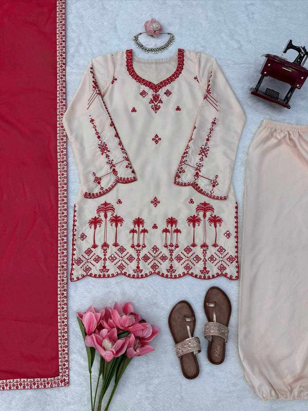 Ivory Blossom Red Suit