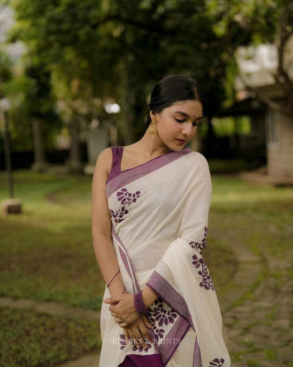 Moonlit Orchid Cotton Saree