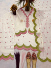 White Pink Cotton Suit Set for Women | Kurta Palazzo Dupatta