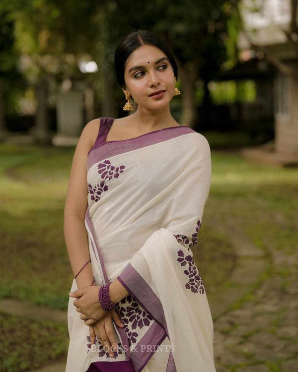 Moonlit Orchid Cotton Saree