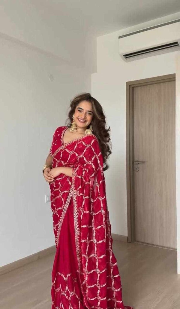 Zarina Crimson Saree