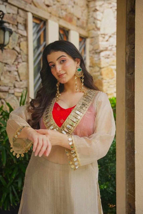 Premium Beige Silk Suit for Women | Designer Ethnic Wear
