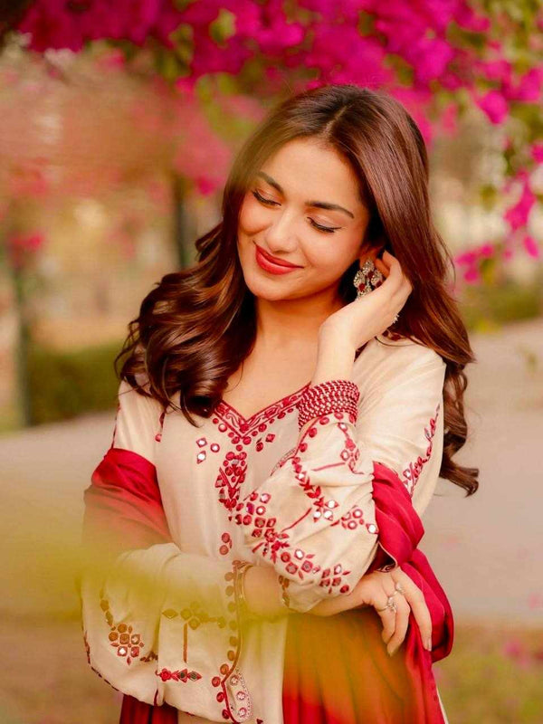 Ivory Blossom Red Suit