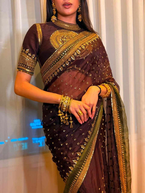 Royal Raisin Elegance Saree