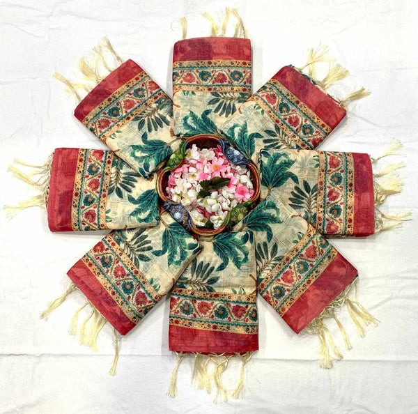 Premium Exclusive Flower Design Cotton Saree for Women