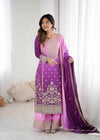 Meher Violet Embroidered Suit
