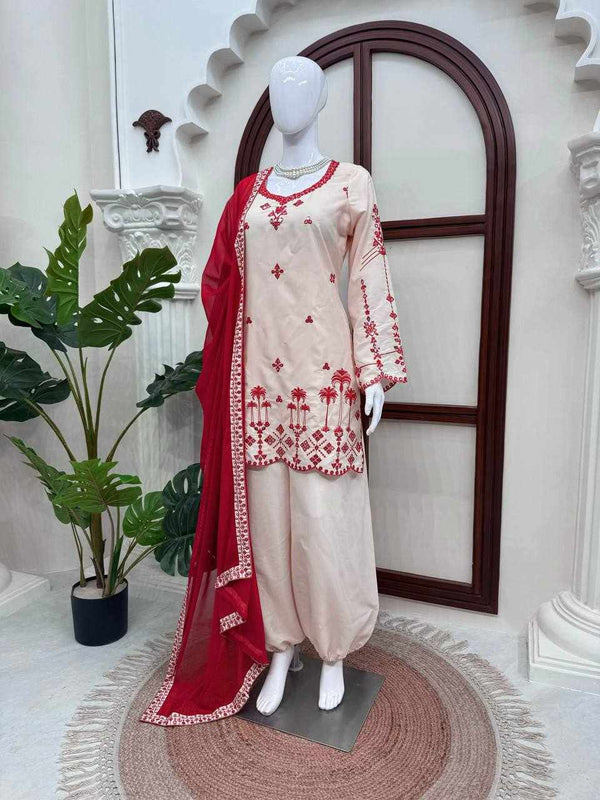 Ivory Blossom Red Suit