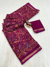 Tussar Silk Printed Saree with Peacock & Floral Motifs | Designer Ethnic Saree for Women