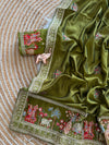 Vichitra Silk Embroidered Saree for Women | Designer Silk Saree with Embroidery Border